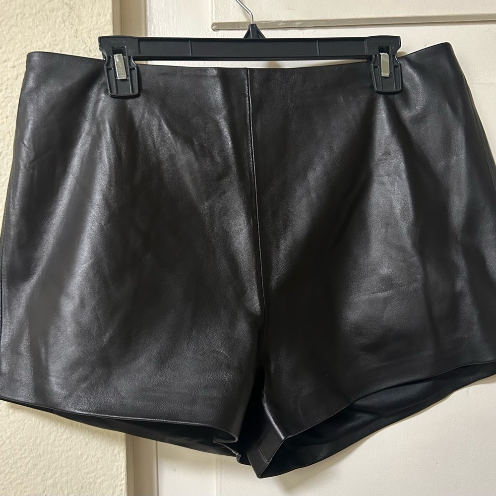 Women's Black Leather Shorts